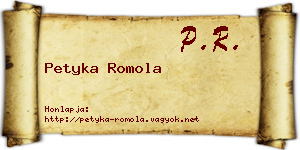 Petyka Romola névjegykártya